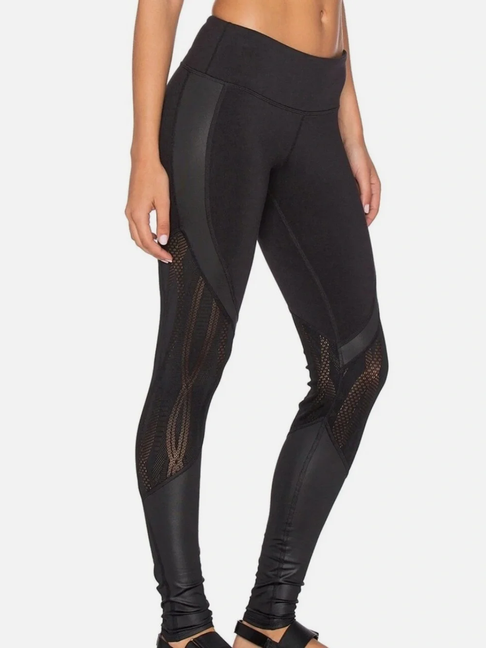 ALO Black Vitality Legging Lively Lace Sheer Mesh Size M